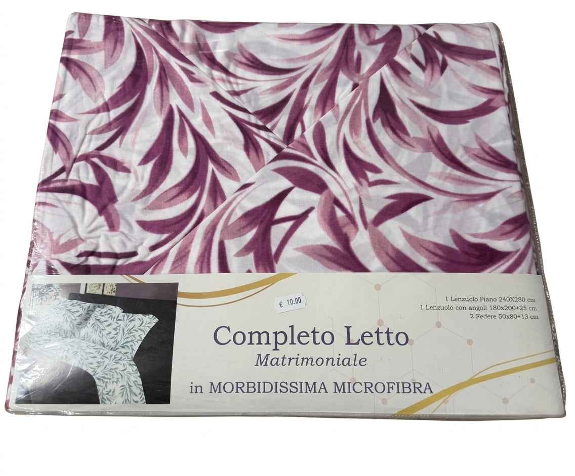 COMPLETO LETTO MATRIMONIALE IN MICROFIBRA