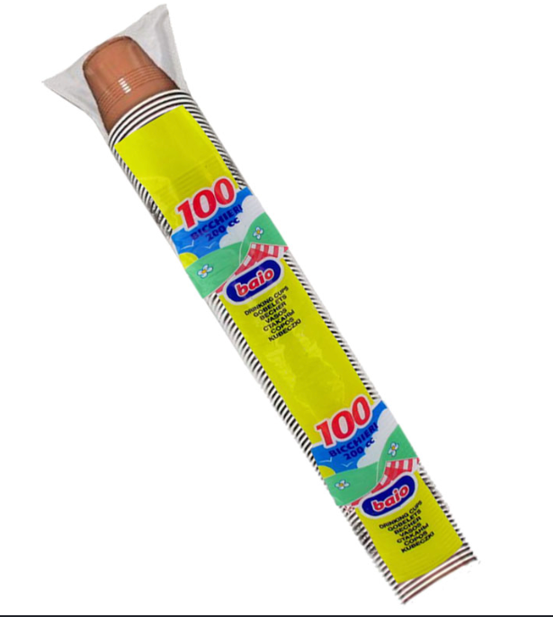BAIO 100 BICCHIERI IN PLASTICA MARRONE