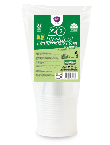 CLENDY BICCHIERI RIUTILIZZABILI 360CC